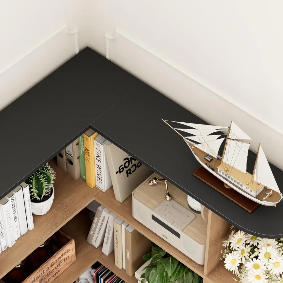 74 رف كتب طويل القامة 6 طبقات رف كتب وخزانة كتب مع تخزين مفتوح خزائن كتب طويلة أرفف تخزين خشبية للمنزل والمكتب T