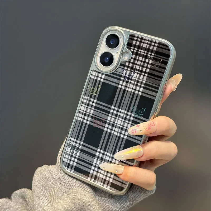 فراشة سوداء ورمادية نمط متقلب آيفون 11/12/13/14/15/16/17 برو ماكس الهواء زائد الايبوكسي جراب هاتف بولي TPU مكافحة الإفلات #4