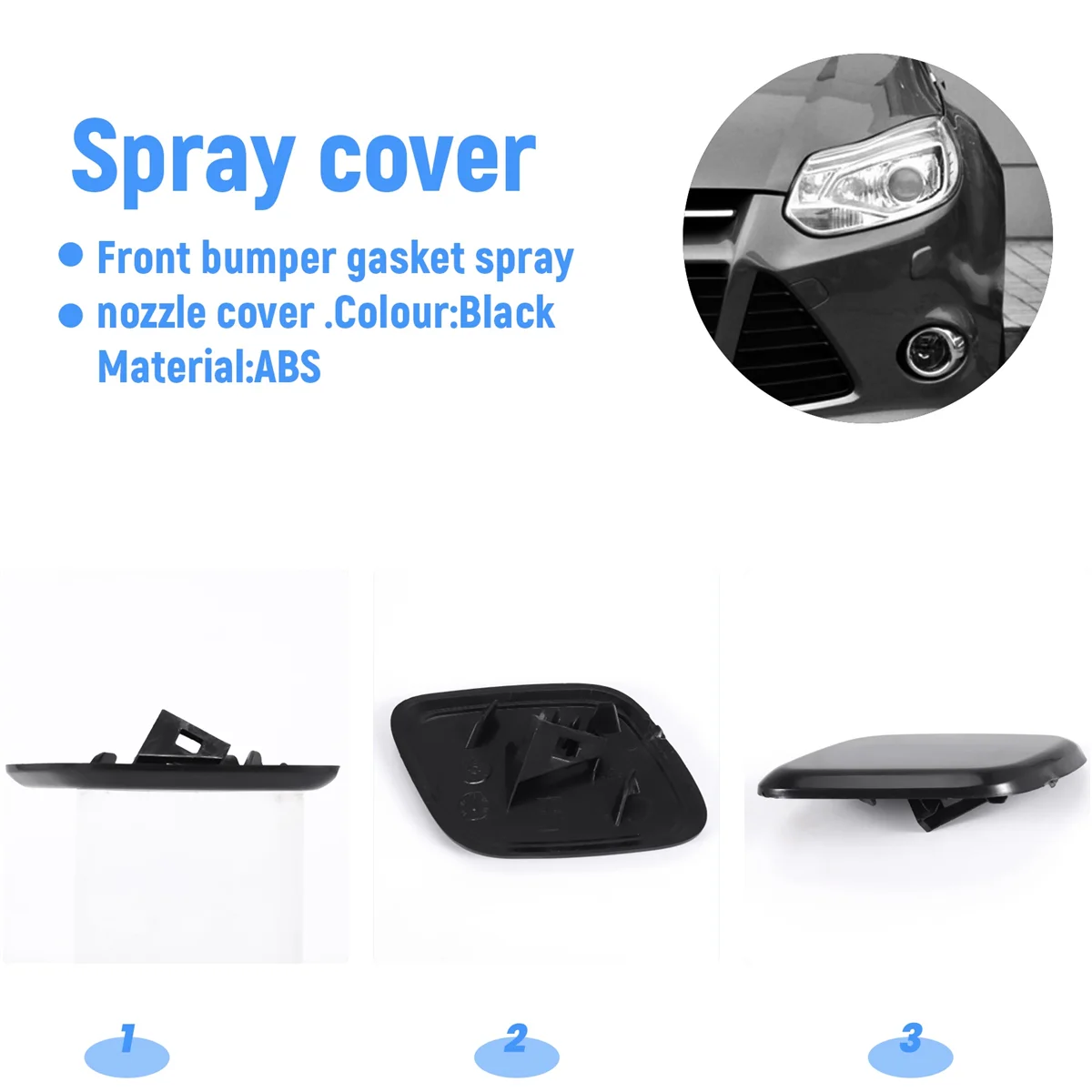 Headlight Washer Nozzle Cover Cap for Ford Focus MK3 2012-2014 Front Bumper head light lamp Water Spray Jet Lid-Left