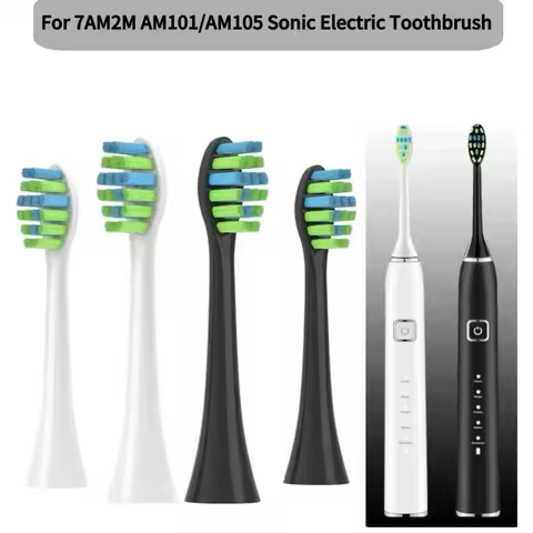 10PCS Replacement Toothbrush Heads for 7am2m AM101/AM105 Sonic Electric Toothbrush Vacuum Soft DuPont Bristle Nozzles