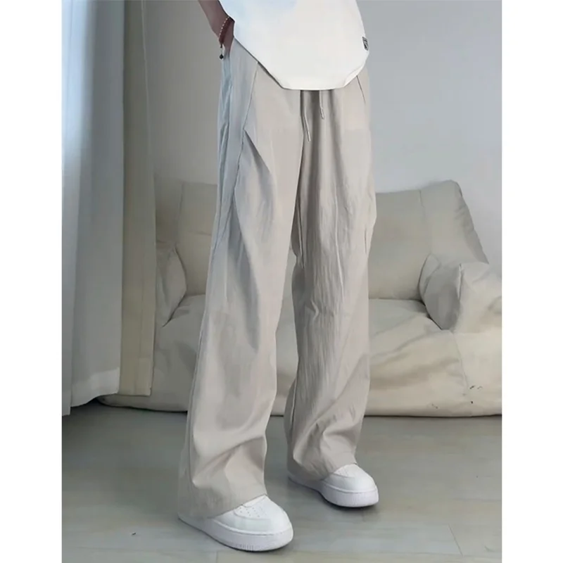 

Ey Ice Silk Qui Dry мужские летние ленивые дышащие широкие брюки Sakamoto, прямые длинные брюки-трубы, повседневные прямые брюки...