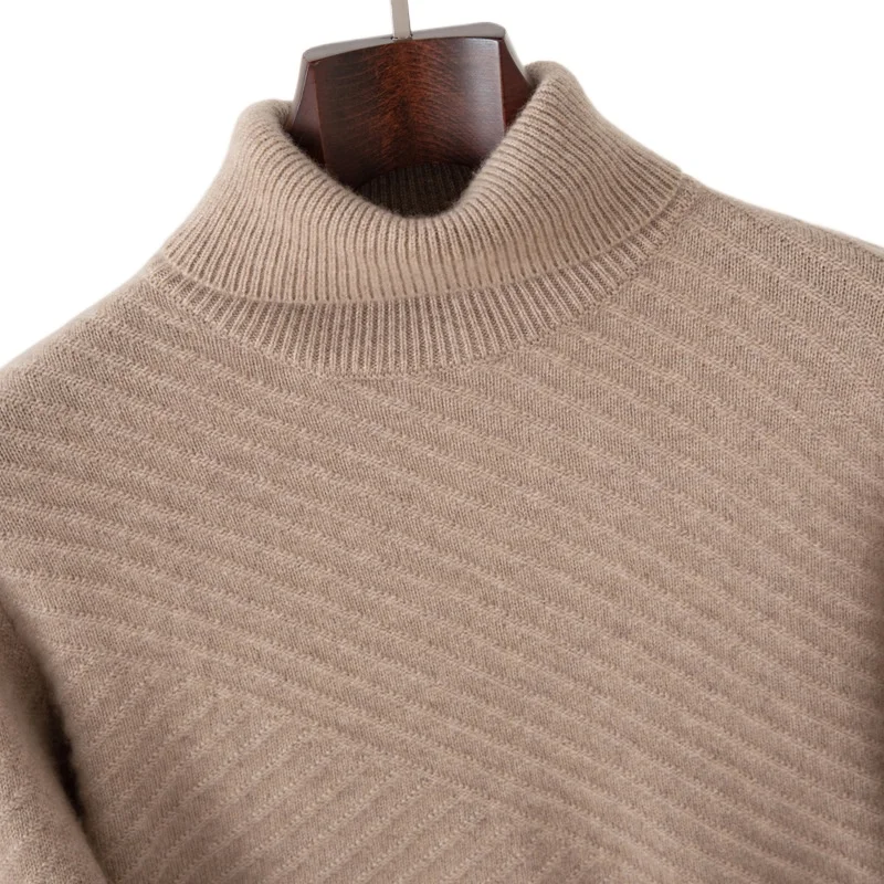 Sweater Kasmir Pria Kerah Tinggi Terbaru 2026, Hangat Tebal Warna Abu-abu untuk Musim Dingin