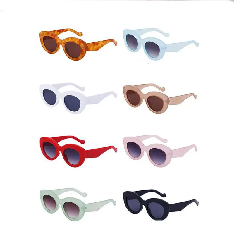 55731 New Style Sunglasses Candy Color Eyeglasses Large Frame Cat Eye Women Popular Sun Glasses Uv400 Mirror