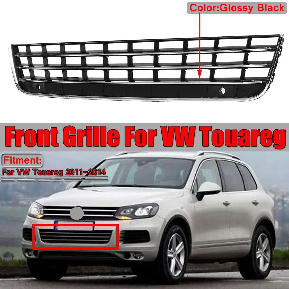 New Car Front Bumper Lower Grille Air Intake Grill Chrome Trim For VW For Volkswagen Touareg 2011-2014 Grille Grill Touareg