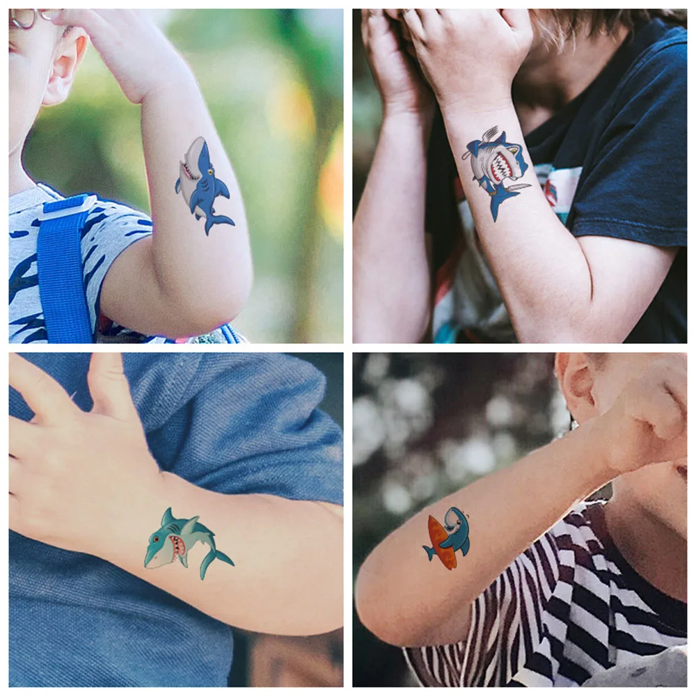 Shark Temporary Tattoos 8 Sheets Shark Tattoo Body Stickers for Ocean Sea Shark Themed Baby Shower Birthday Decors Party Favors