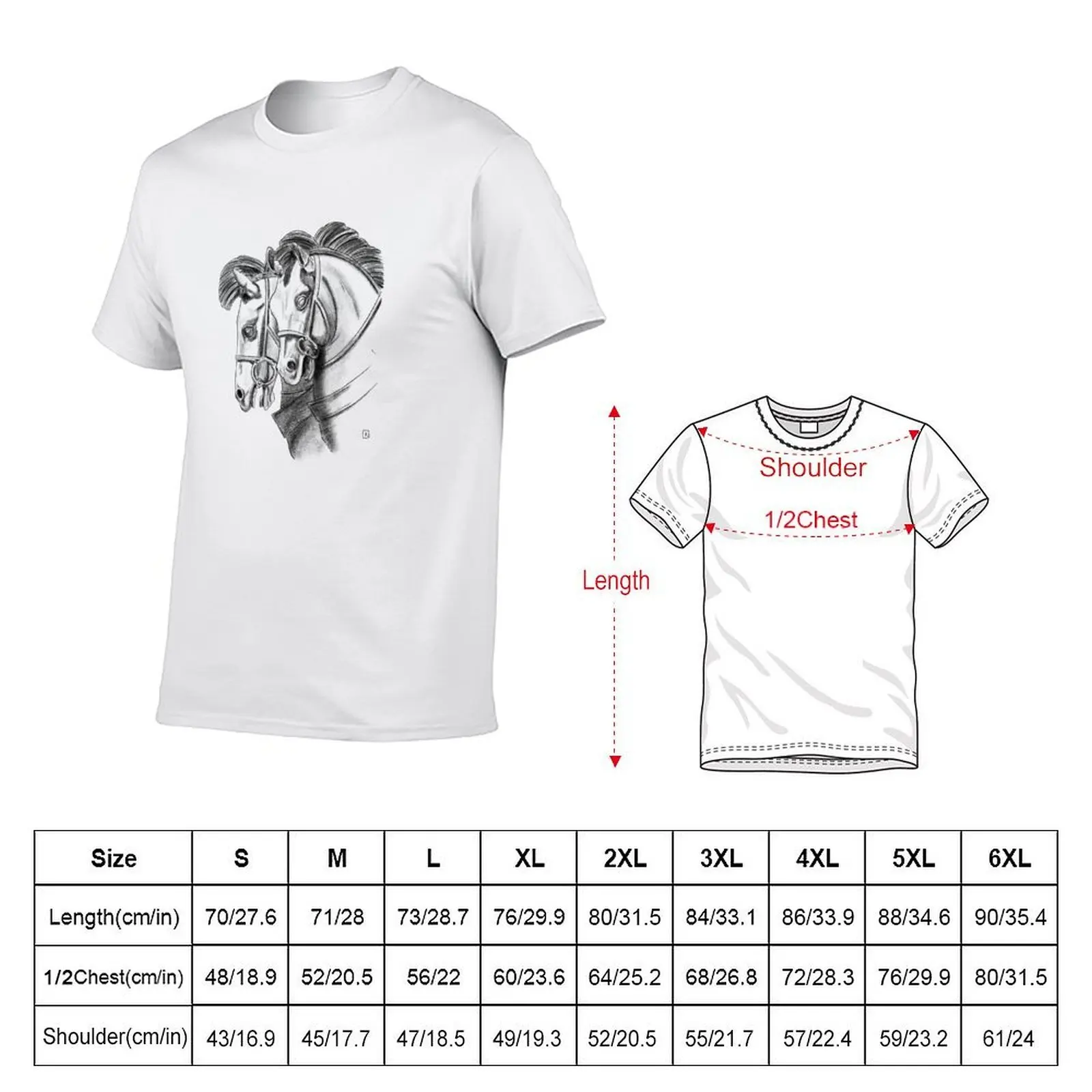 Horses from the Dell'Ara della Regina Temple (Tarquinia) (Black and White) T-Shirt