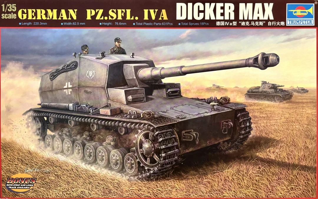 Trumpeter 1/35 00348 Allemand Pz. Sfl. IV A Dicker Max – Kit de modèle d'échelle d'assemblage militaire, jouet de bricolage, Collection cadeau d'anniversaire