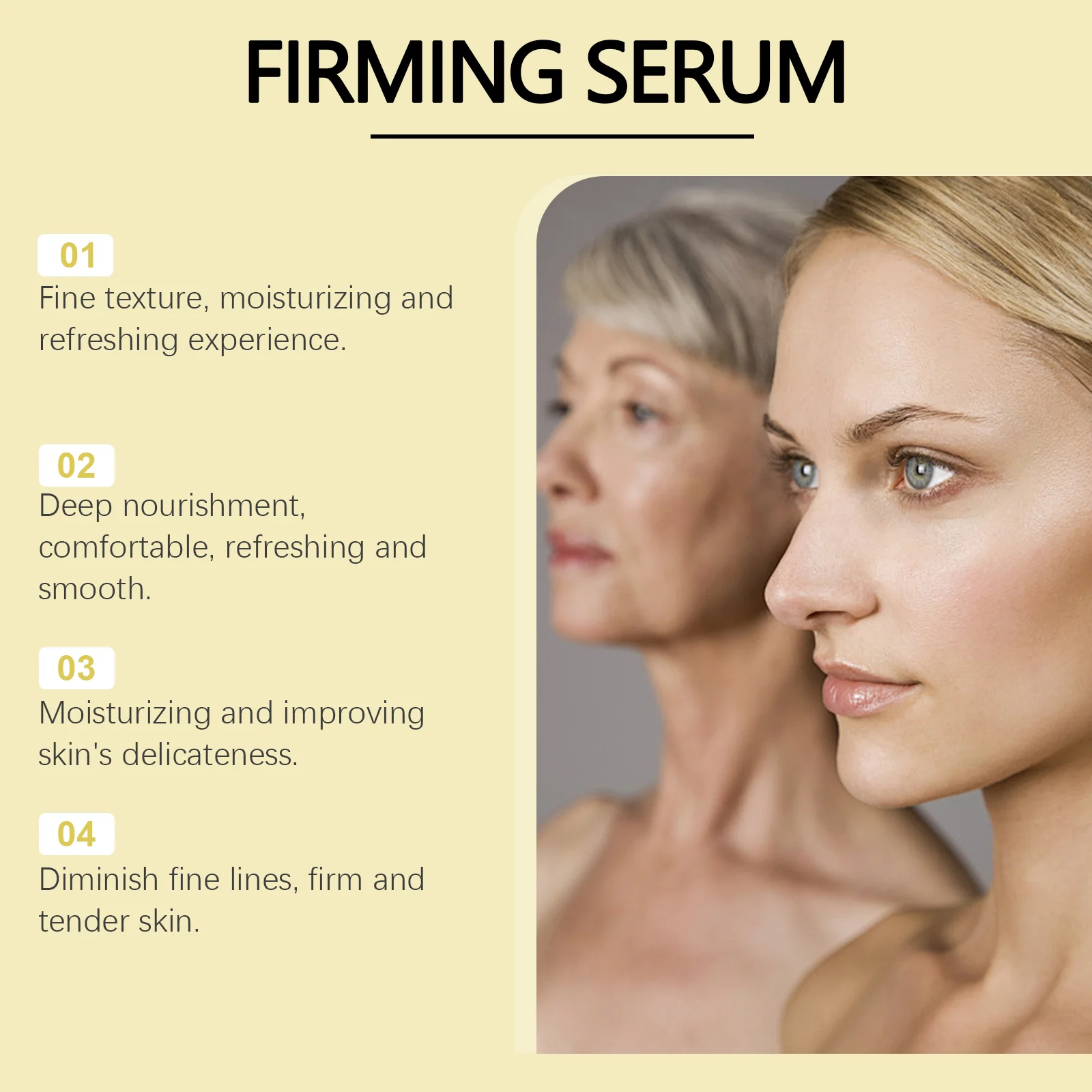 Anti-Wrinkle Firming Serum Facial Anti-Aging Lifting Essence Tighten Elasticity Boost Fade Fine Lines Non Greasy All Skin Types
