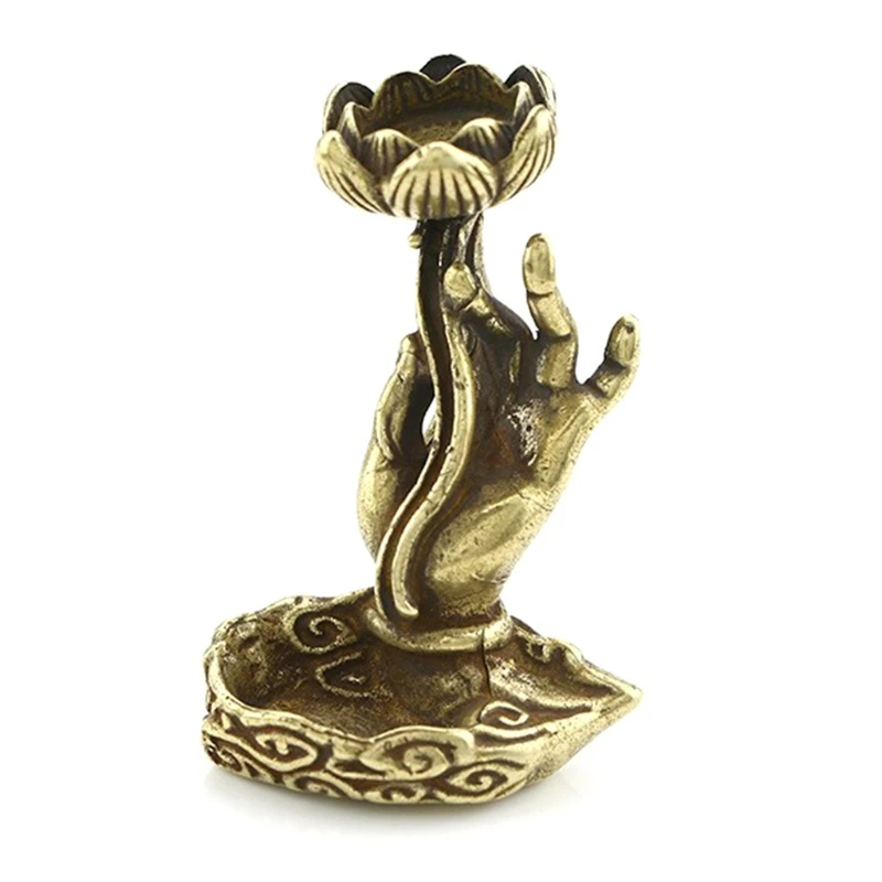 Incense for Burner Hand Lotus Backflow Incense Holder Metal ​Censer for Home Bedroom living Room Decoration