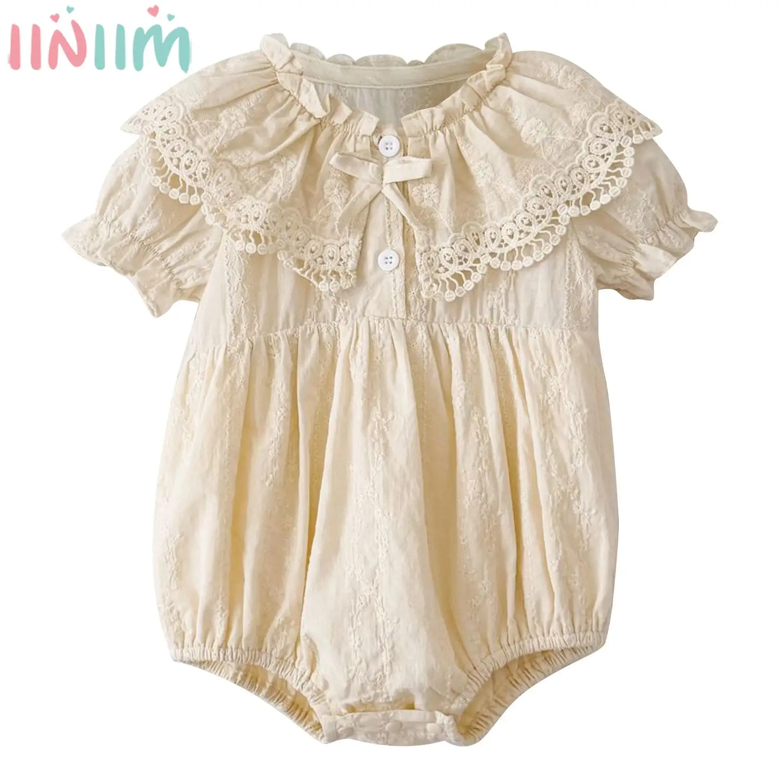 Infant Girls Summer Casual Sweet Cute Boho Romper Ruffles Flower Bodysuit for Daily Wear Beach Vacation Birthday Photography