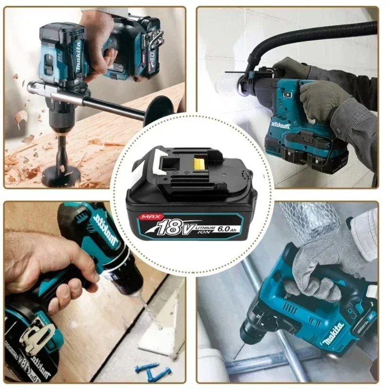 For Makita 18v 6Ah Rechargeable Lithium Ion  Makita 18 v Battery With Charger Power Tool Battery BL1860BL1850 BL1830