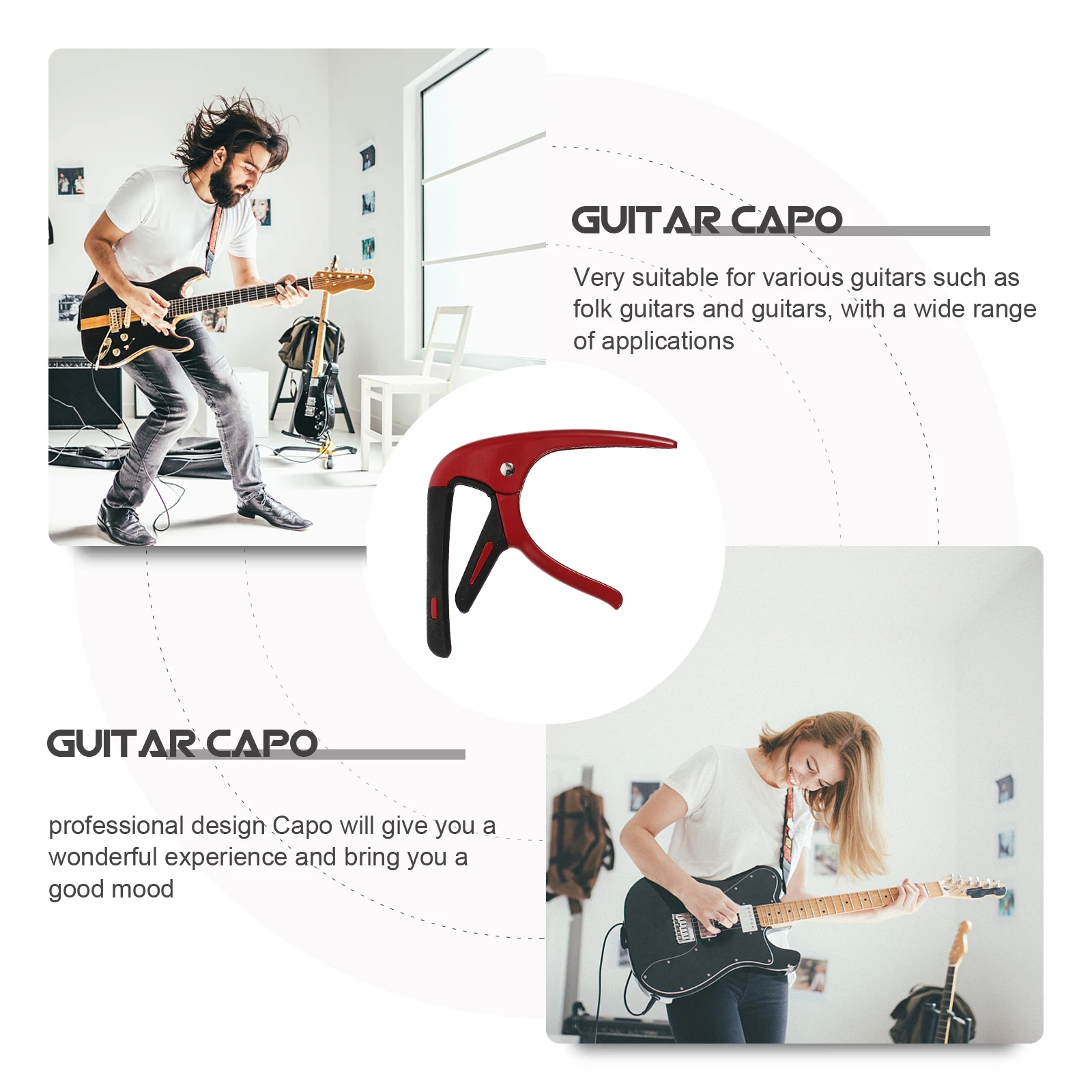 

1 Set Guitar Capo For Folk Guitars Multi-Function Tone Modified Clamp Exquisite Metal Clip With Pick Guitar Supply For Beginners