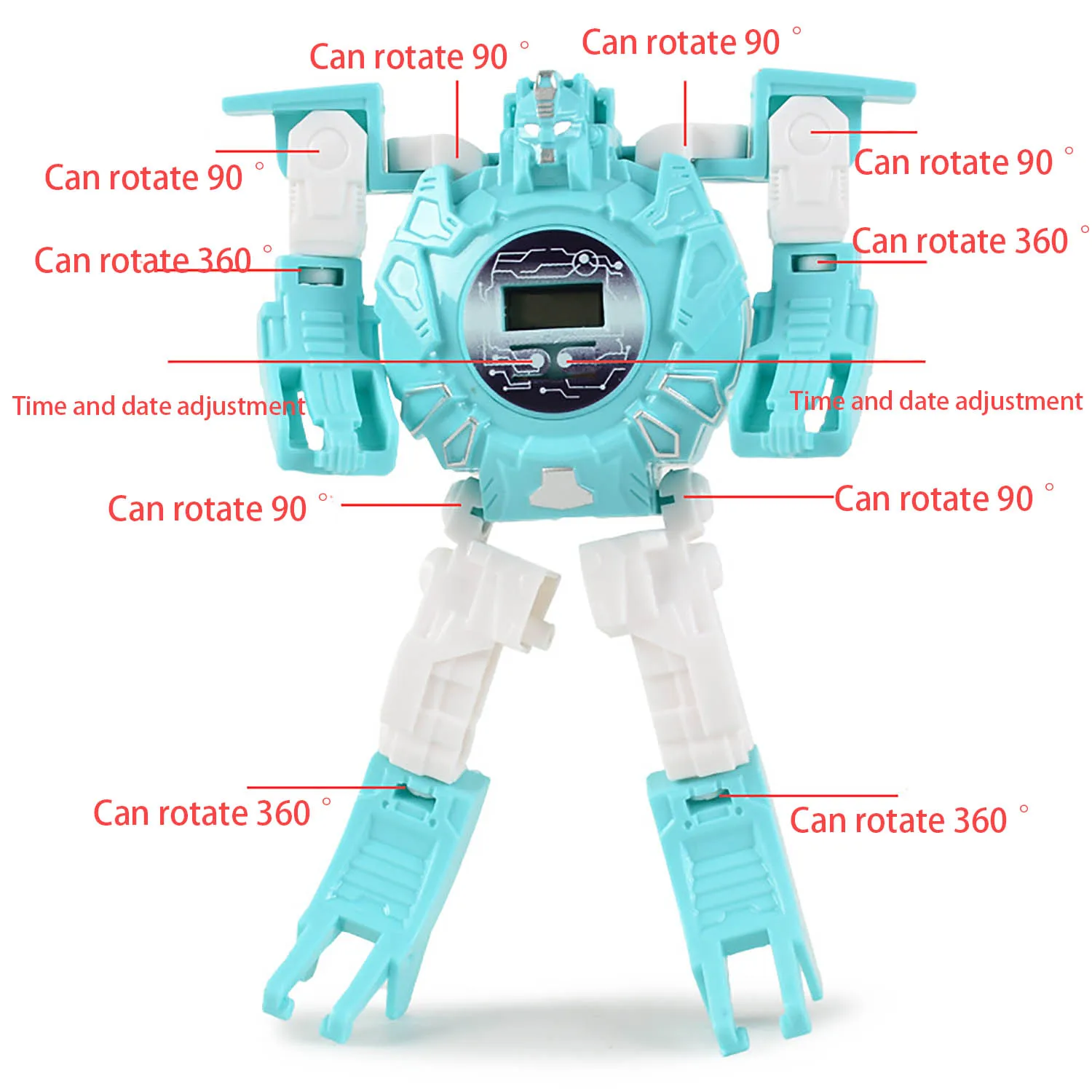 Cartoon Kinder Verformung roboter elektronische Uhr Spielzeug frühe Bildung Puzzle Spaß multifunktion ales Design