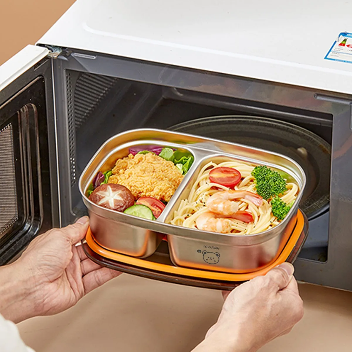Portable 304 Stainless Steel Bento Lunch Box Microwave Heatable Large Capacity Leak-proof Food Container For Students Adult view 5