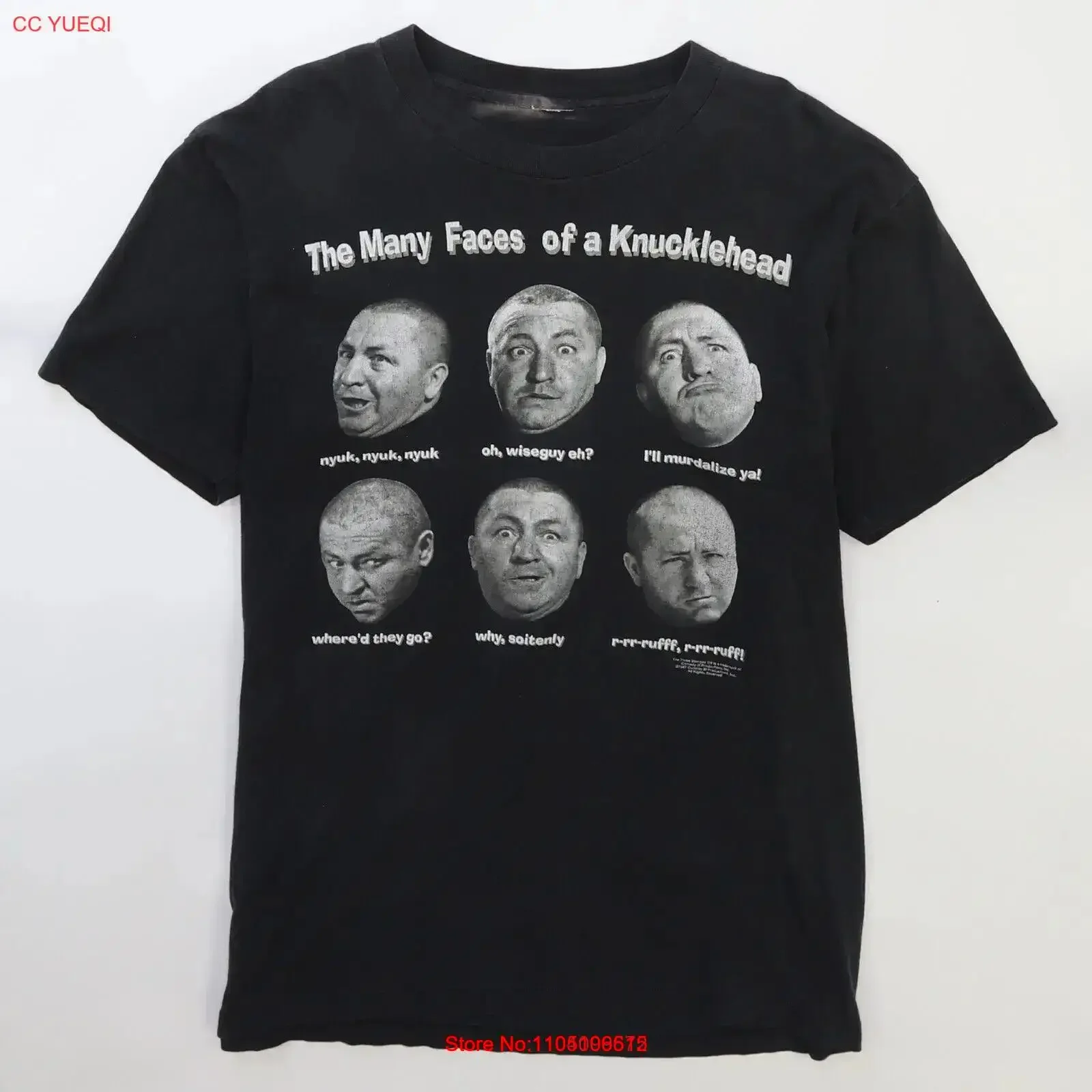 تي شيرت عتيق ثلاثي المضحكين العديد من الوجوه من رأس المفصل مقاس XL 1997 90s ملابس كلاسيكية مغسولة أنيقة وناعمة غير رسمية #1