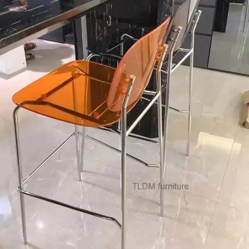 البراز الراقي الشمال مسند الظهر القهوة عالية المطبخ متجر المنزلية بار مصمم الكراسي بار الأثاث الاكريليك البلاستيك بار البراز #4