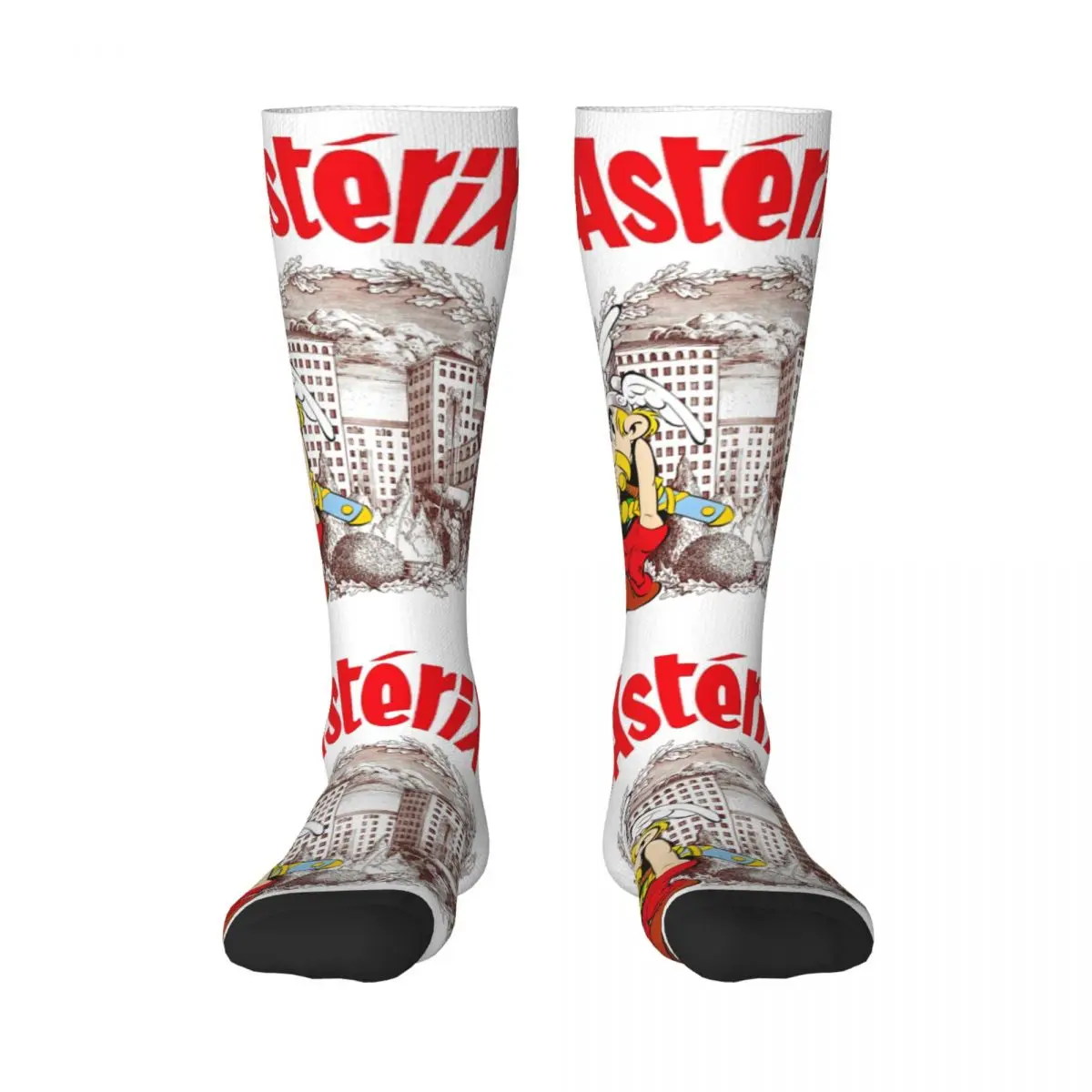 Custom Women Asterix And Obelix Stockings 3D Printing French Comic Thigh High Tube Socks