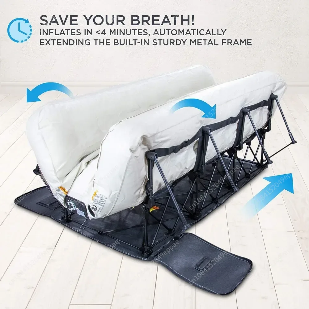 (Tamaño completo) Colchón de aire con marco y estuche rodante, autoinflable, cama inflable con apagado automático, lo mejor para viajes, camping