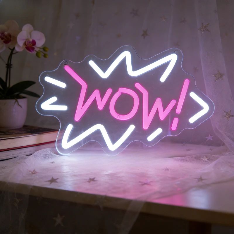 Lighting Decor Wow - 와우 네온사인 LED 무드등 USB 만화