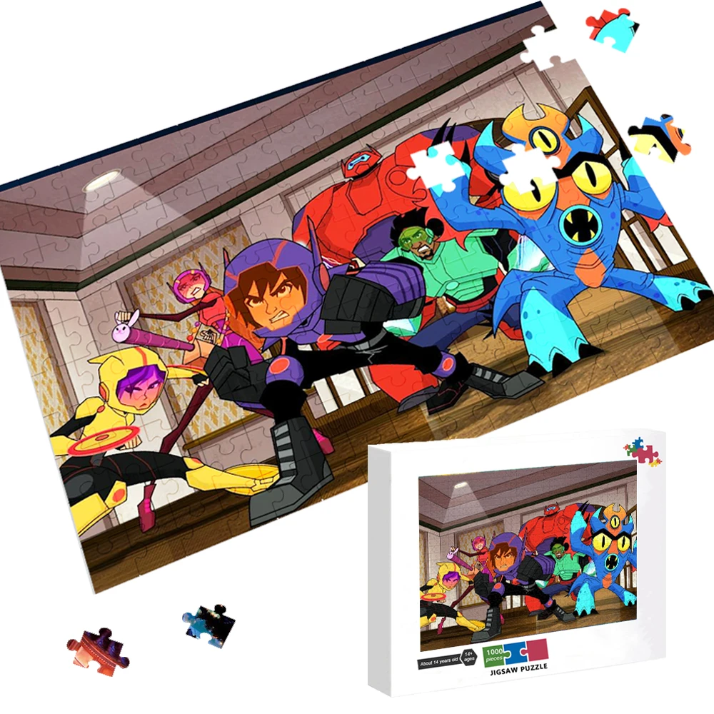 Disney 1000 Pieces Paper Intellectual Jigsaw Puzzles Big Hero 6 Cartoon Kids Educational Diy Cardboard Puzzle Game Toy Gift