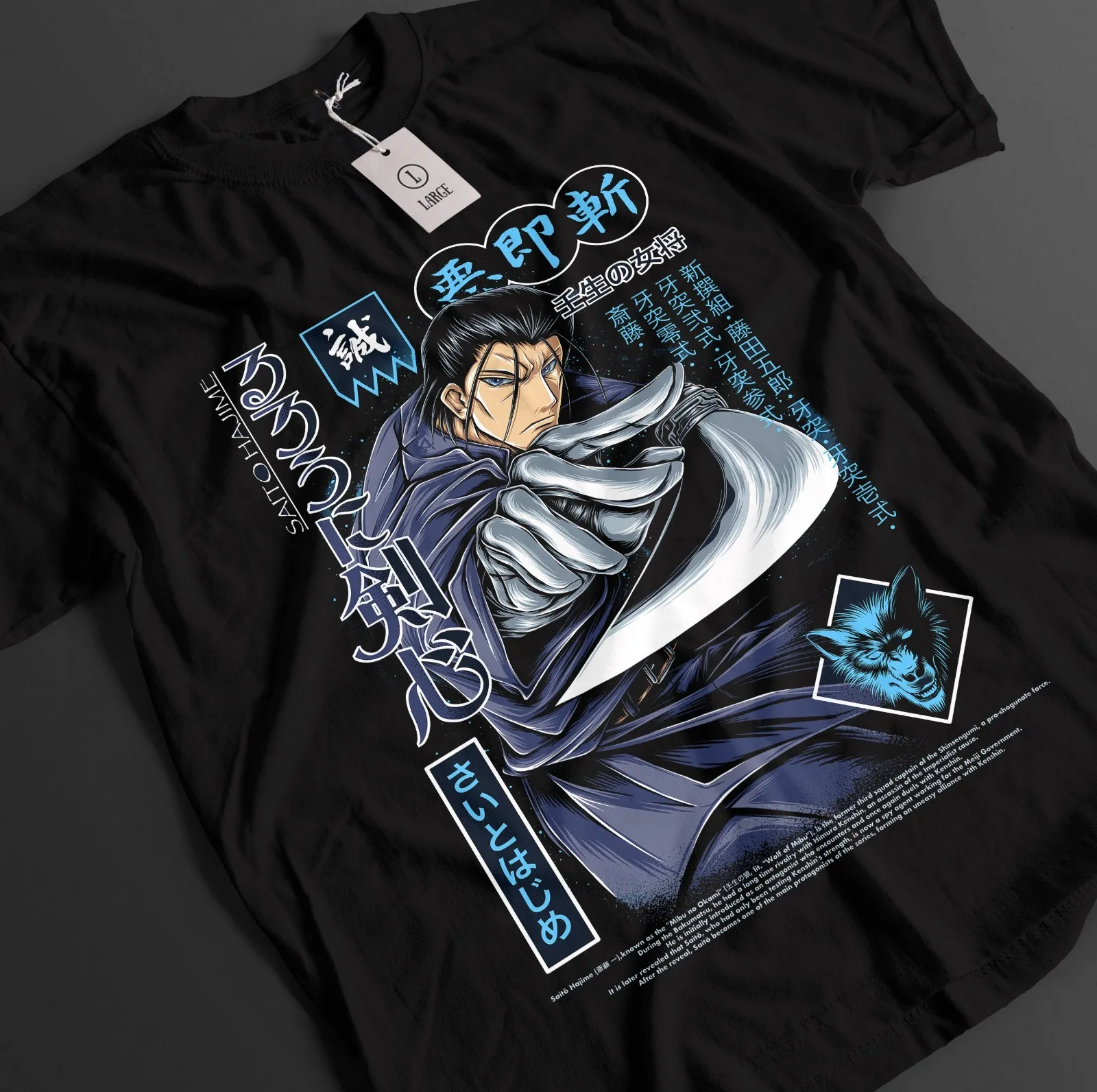 Camiseta Rurouni Kenshin, Camiseta Saito, Camiseta Kaotu, Camiseta Battousai, Camiseta Aoshi Anime