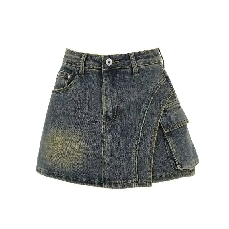 Design Sense Jeans gonna da lavoro per donna 2024 New High Waist Retro Spicy Girl A Bag Hip Short Pants