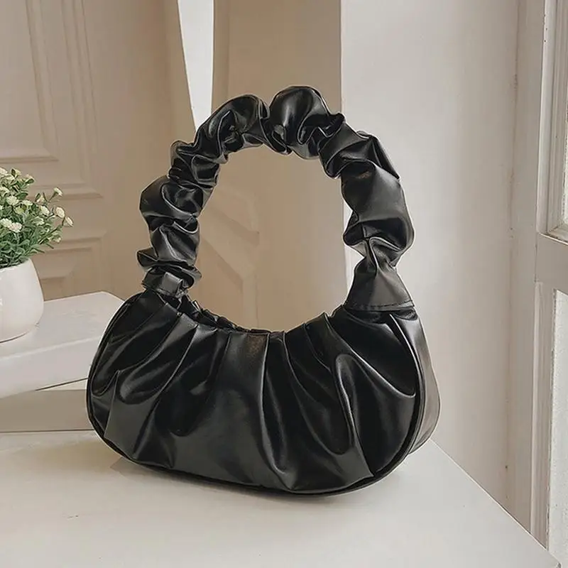 2024 Fashion Pleated Handlebags For Women Trendy Cute Hobo Tote Hand Bag Pleats Cloud Bag Bubble Tote Bag With Zipper Closure