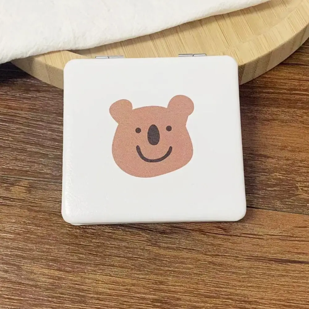 Portable Cartoon Makeup Mirror Square Double-Sided Cosmetics Mirror Mini Little Bear Pocket Mirror