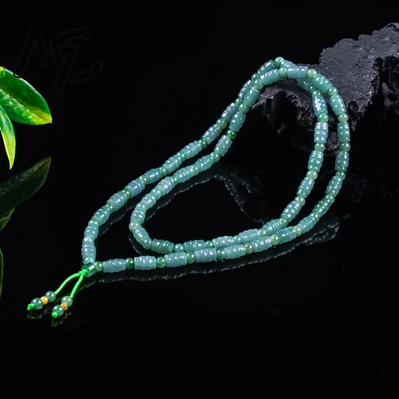 New Natural Jadeite Light Blue Water Abacus Bead Necklace Bracelet Carved Charm Jade Jewelry Fashion Amulet Gifts Certificate