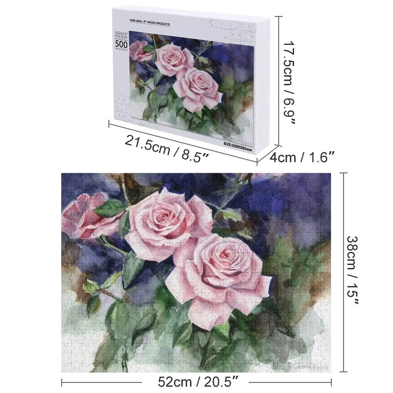 Pintura em aquarela rosa - O que está em uma rosa? Quebra-cabeça Animal Decoração de madeira Pinturas Quebra-cabeça