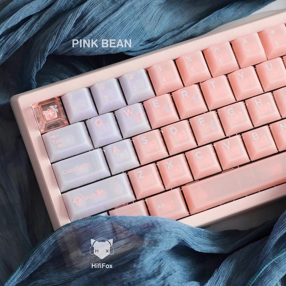 

HifiFox Pink Bean Keycap Set 141key PC Custom Translucent Keyboard Cap Cherry Profile KeyCap for Mechanical Keyboard Accessories