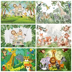 Safari Jeep Wild One Animal Jungle Forest First Birthday Party Photography Backdrop Newborn Baby Shower Family Shoot Background