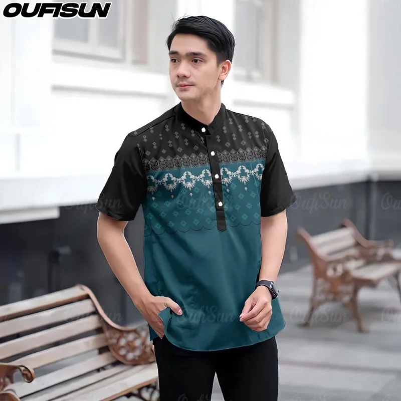 Malaysian Cocoa Shirt Modern Style Men Batik Short Sleeve Shirt Eid Shirt 2025 Kurta Shirt Made Quality Fabric Top KOKO MEN