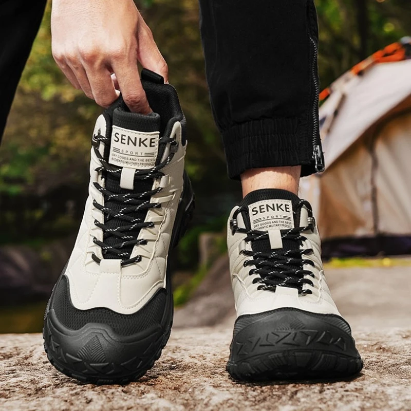 야외 하이킹 신발 스포티한 패셔너블 가죽 표면 트렌디한 모터사이클 캐주얼 전문 브랜드 디자인 암벽 등반 신발