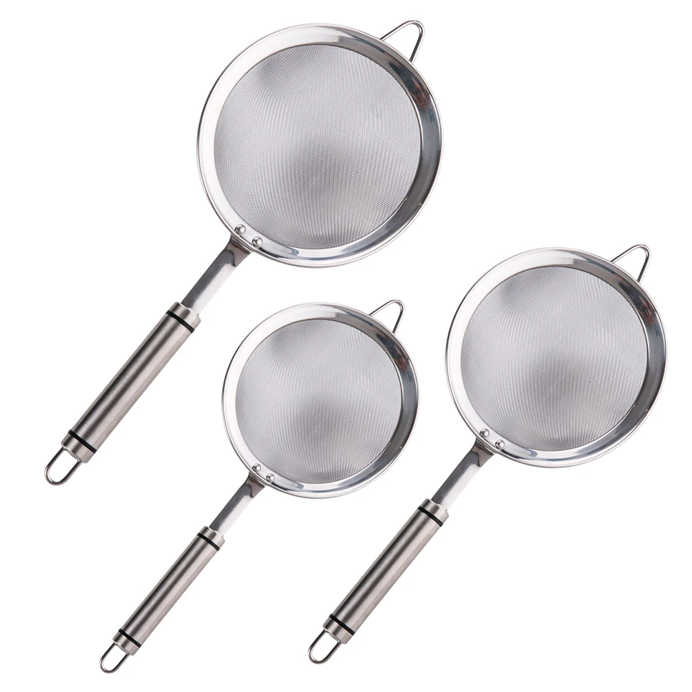 

3pcs Stainless Steel Mesh Colanders Fine Strainers Tea Juice Filters Rust Resistant Lightweight Kitchen for Coffee