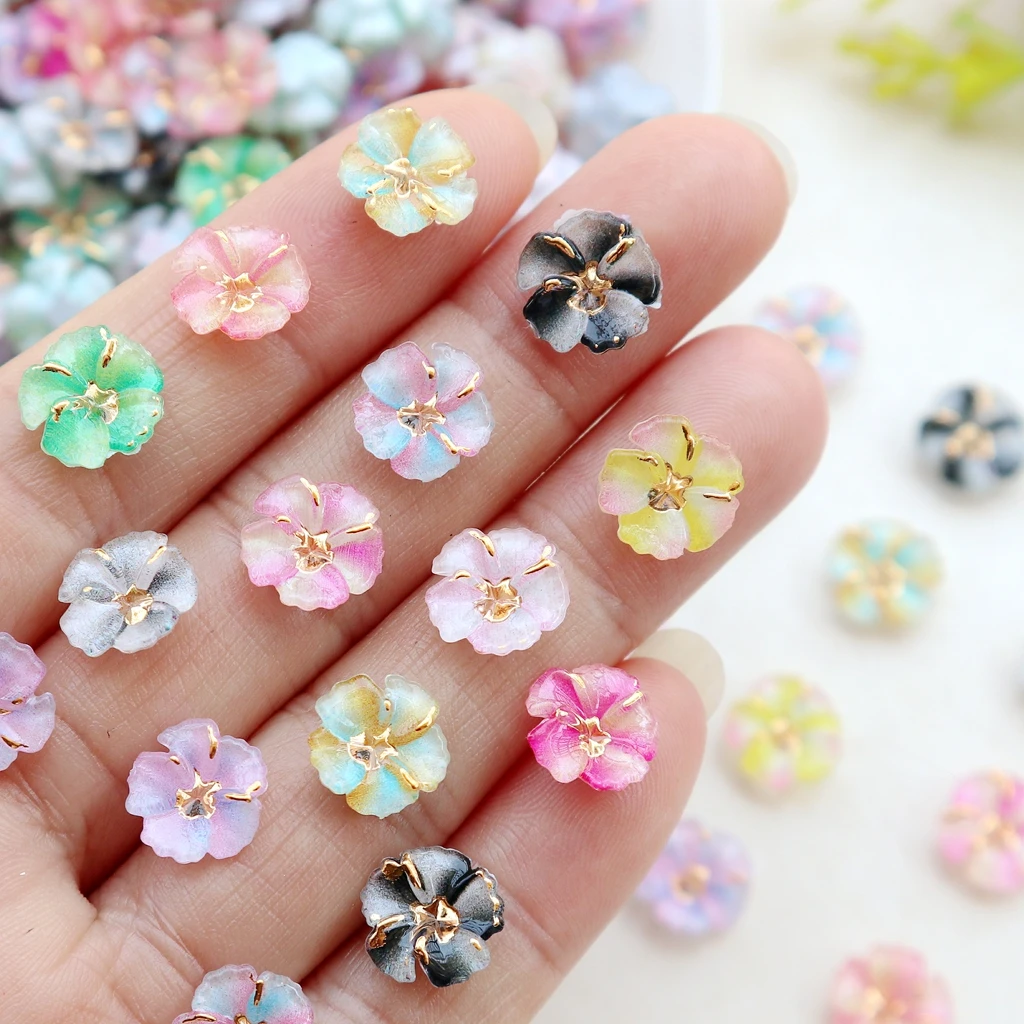 30pcs Mini Resin Flower Caboch - Nail Art Flower ulasan dan harga