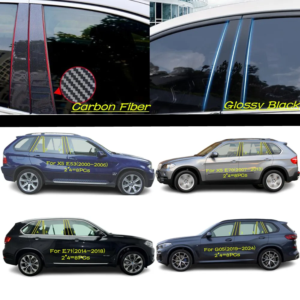 

Car PC Material Pillar Post Cover Door Trim Window Molding Sticker Accessories For BMW X5 Xdrive E53 E70 E71 G05 2000-2024