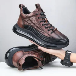 2024 Autumn Alligator pattern Men Sneakers Lace Up Casual Platform Vulcanized Shoes Male Anti-slip Running  Zapatillas Hombre