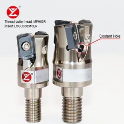 Fresadora de tipo Modular CNC MFH, MFH03R-D25-M12 de fresado de alta alimentación, rosca de bloqueo, cabezal de corte de inserción, LOGU030310ER