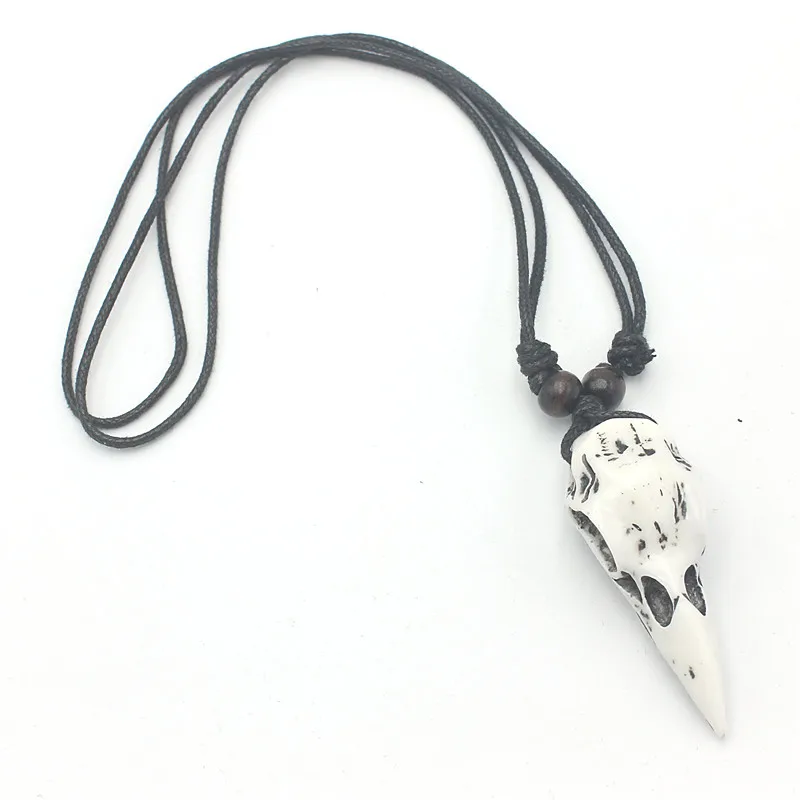 Raven Skull Necklace - Resin Carved Crow Head Pendant, 3 Colors Unisex Gothic Jewelry image 3