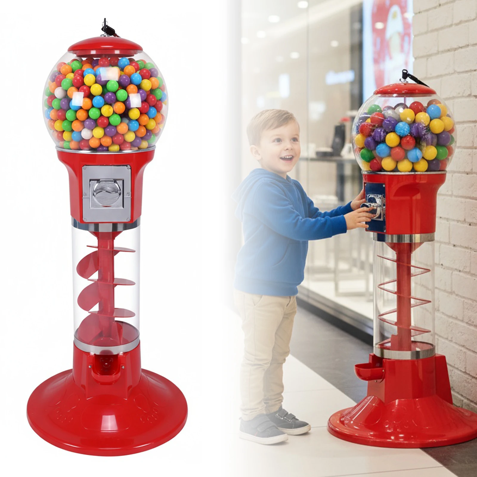 

Coin Operated Capsule Toys with Stand Rotating Gachapon Machine Large Capacity Twister Ball Dispenser for Amusement Park