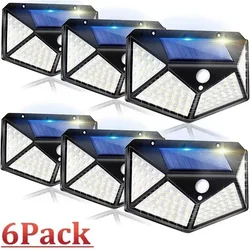 1/2/4/6pcs 100 LED Solar Wand leuchten Outdoor Solar Lampe Pir Bewegungs sensor Solar betriebene Sonnenlicht Straßen laterne für Garten licht