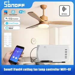 SONOFF IFAN04 WIFI Smart Ceiling Fan Light Controller With RF 433mhz Remote Fan Speed Stepless Control Via Alexa Google Ewelink