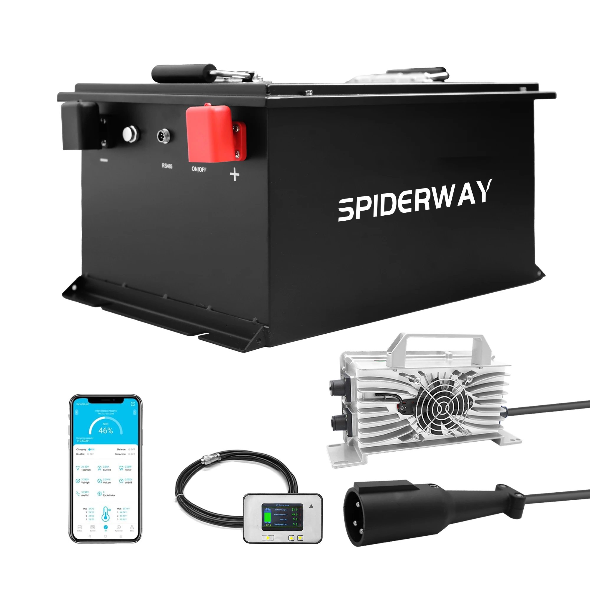 48 В 105 Ач аккумулятор LiFePO4 литиевая тележка для гольфа 200 А BMS 6000 + цилиндры + монитор + зарядное устройство