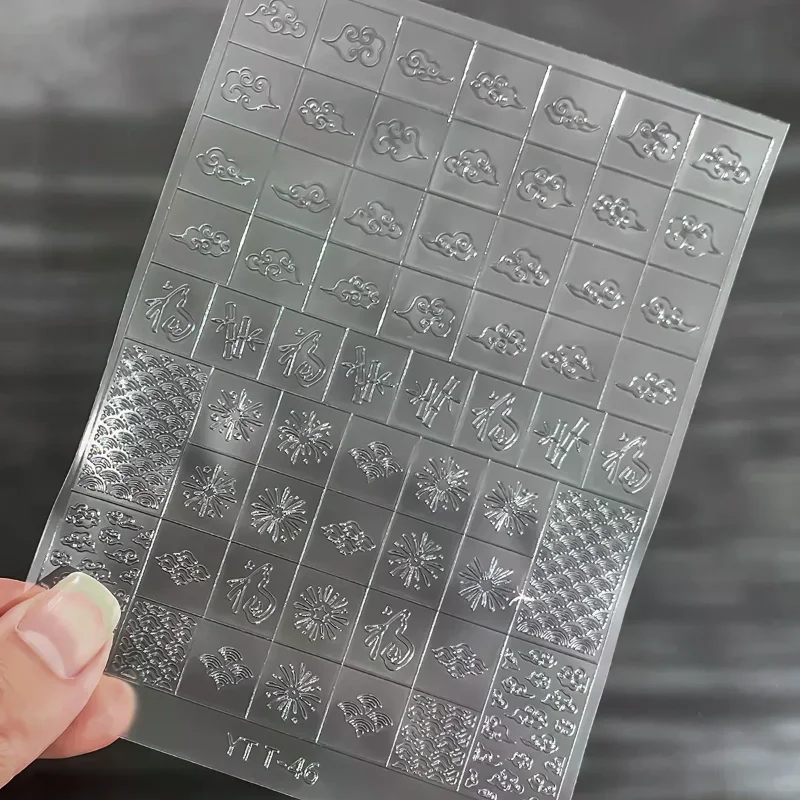 

New Year Transparent Hollow Spray-painted Nail Art Stickers Horse Year Auspicious Clouds Pony Nails Decorations Decals