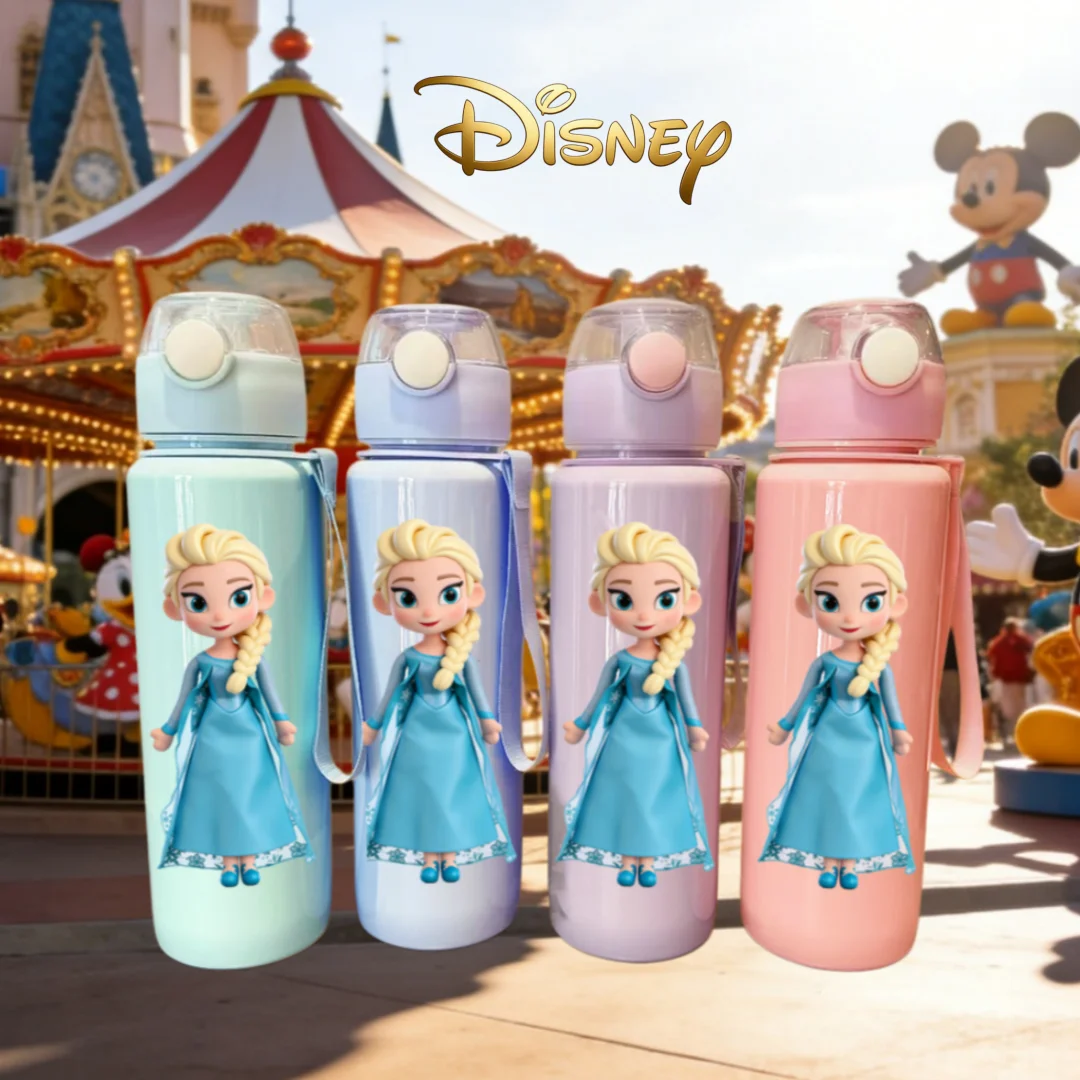 

Бутылка для воды с 3D-принтом Дисней Эльзы, забавный и яркий дизайн принцессы, устойчивая к выцветанию и коллекционируемая, герметичная и многоразовая, размер L