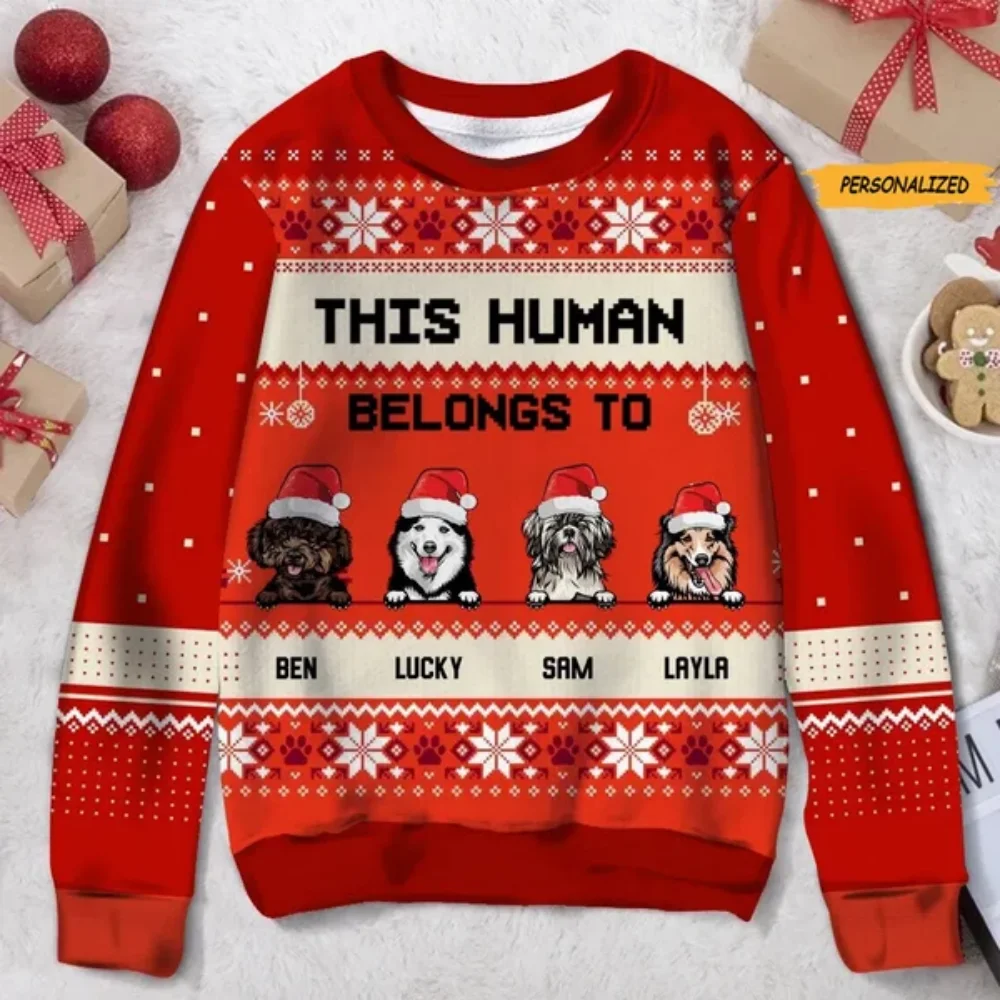 

Funny animal graphics Christmas Ugly Christmas sweater Fashion Pet Cat Dog Sweatshirt for women Clothes Christmas Boy Children G