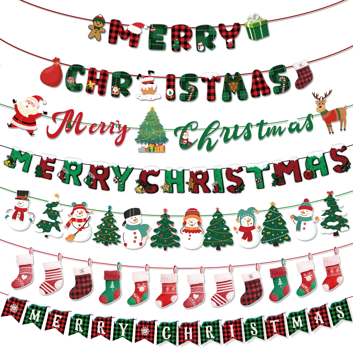 Christmas Banner Merry Christmas Decorations for Home Garland Gingerbread Man 2023 Santa Claus Pendant Xmas Gifts New Year 2025