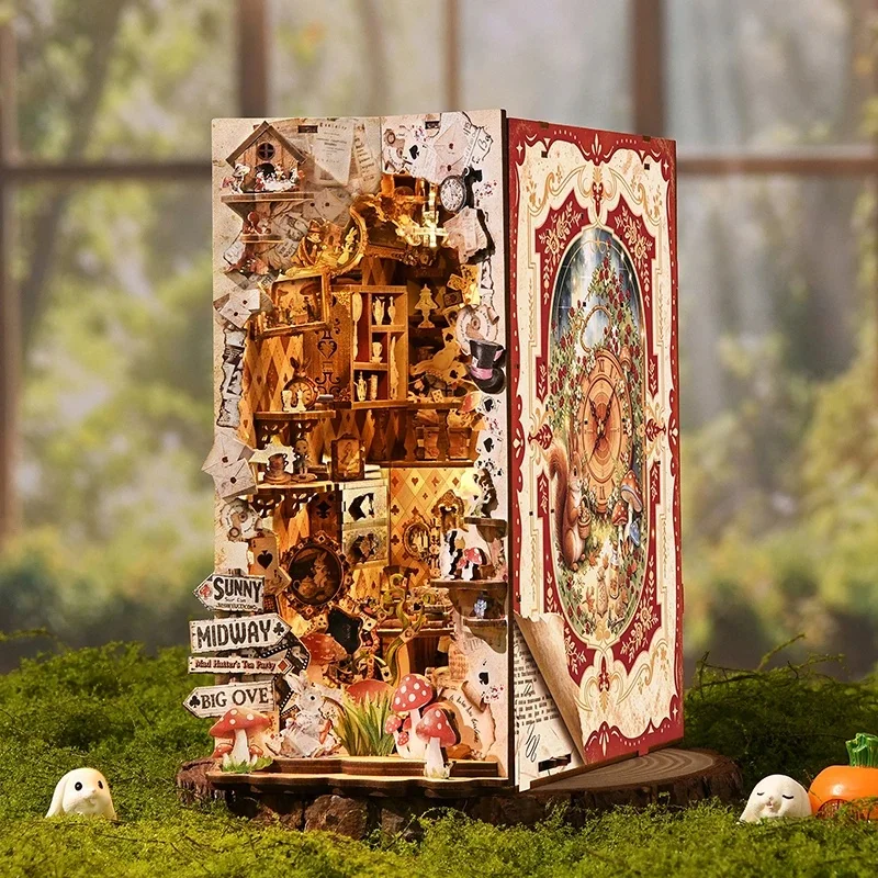 DIY Book Nook Wooden Miniature Model Kits Adventures In The Book Crevices Bookend 3D Puzzle for Friends Birthday Gifts