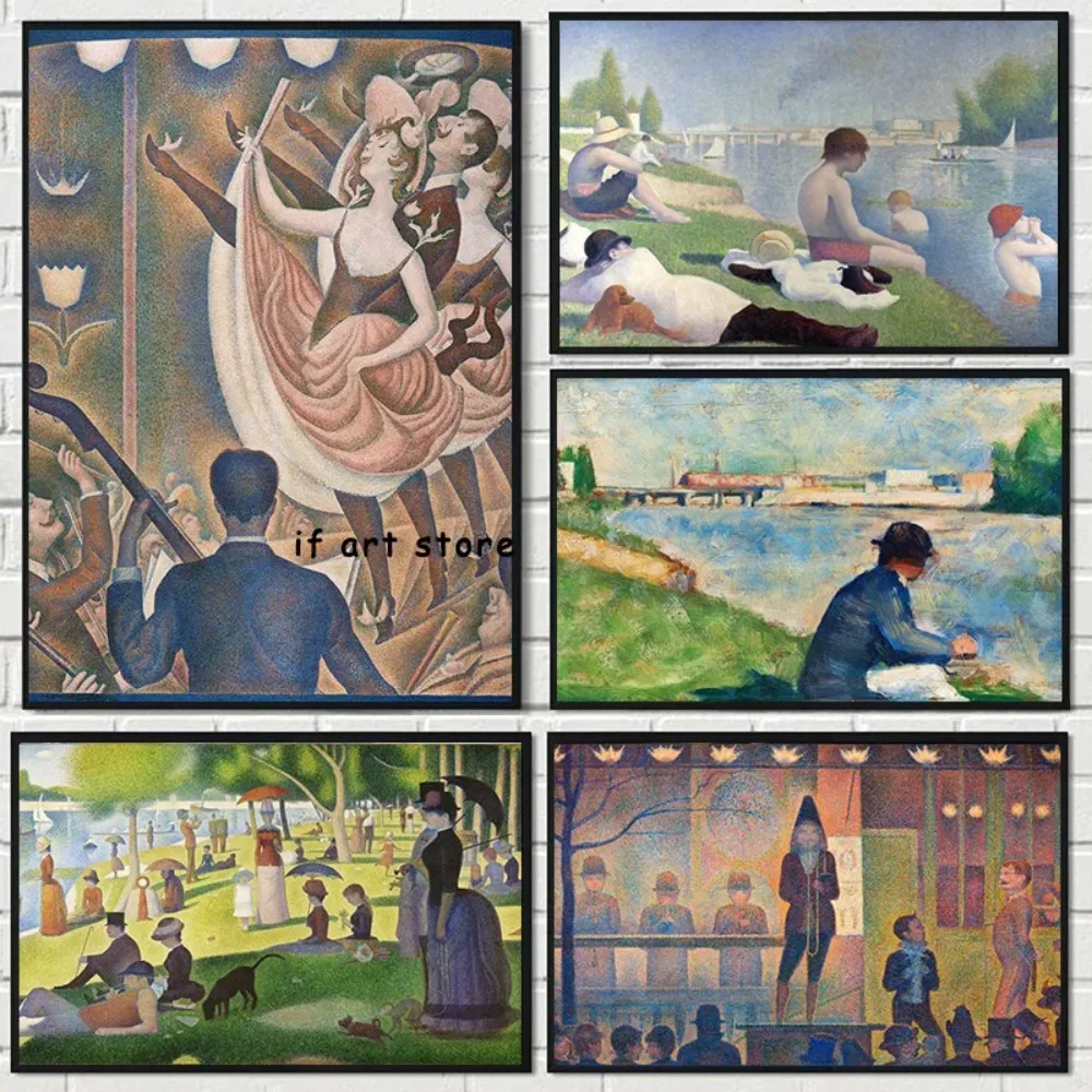 Georges Seurat Famous Painter Artwork Posters A Sunday Afternoon Poster Canvas Painting Print Wall Art Picture for Room Decor